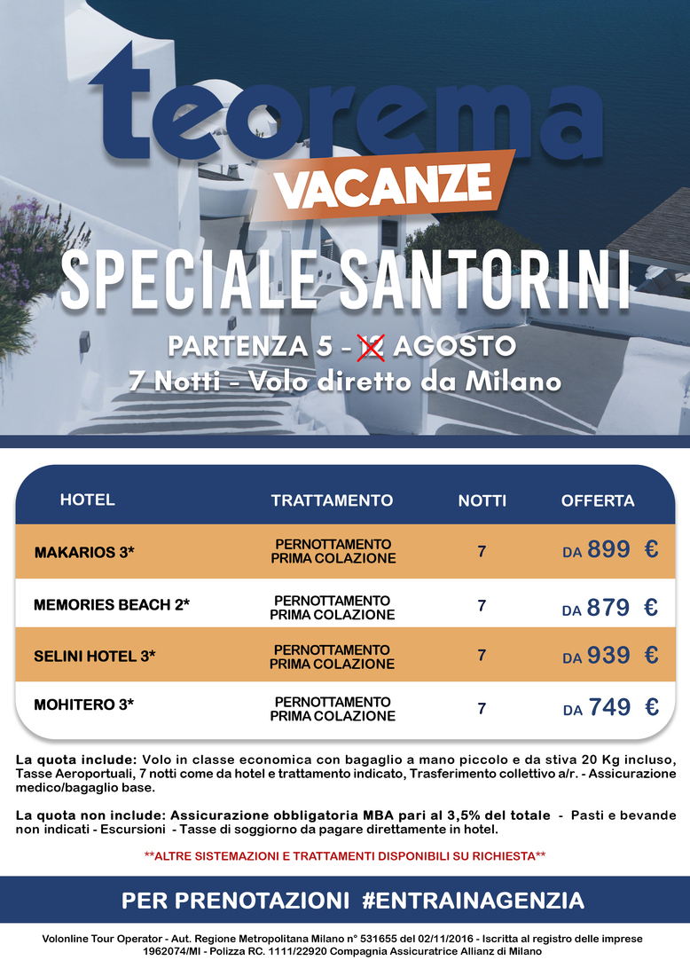 Speciale Santorini - 5 Agosto da Milano