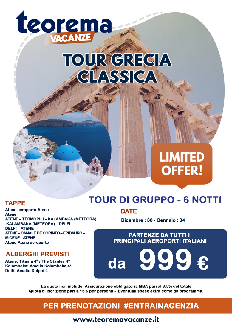 TOUR GRECIA CLASSICA da tutti gli aeroporti Italiani