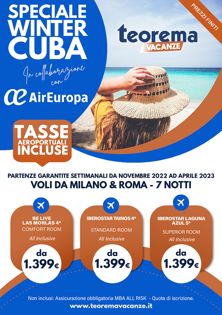 Cuba  - partenze settimanali da Novembre 22 a Aprile 23 da Milano & Roma