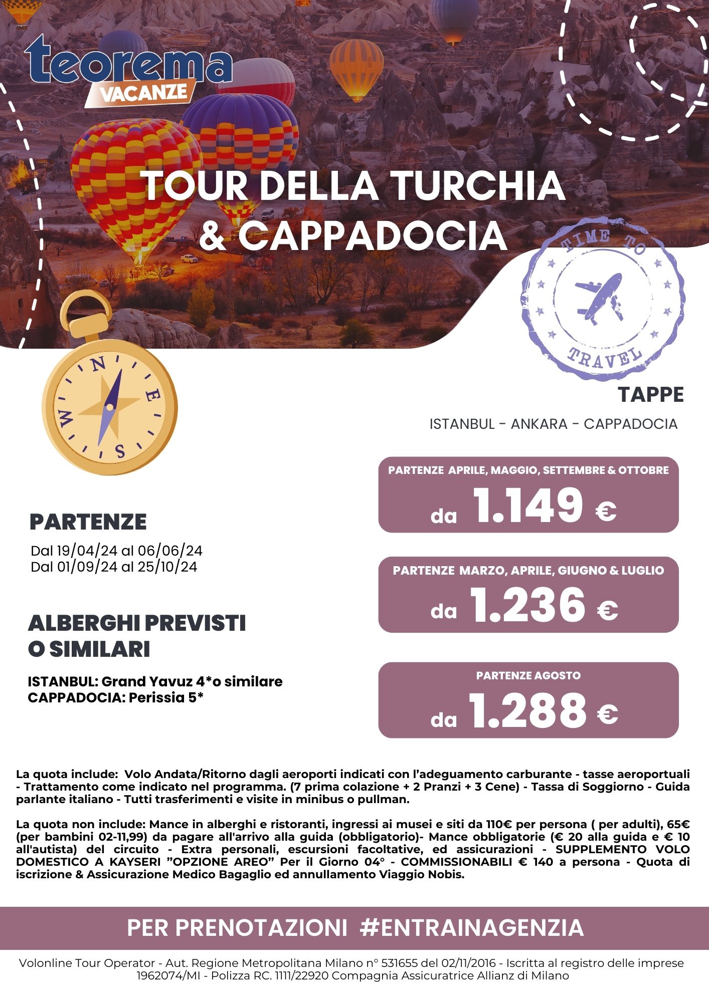 TOUR DELLA TURCHIA & CAPPADOCIA 2024