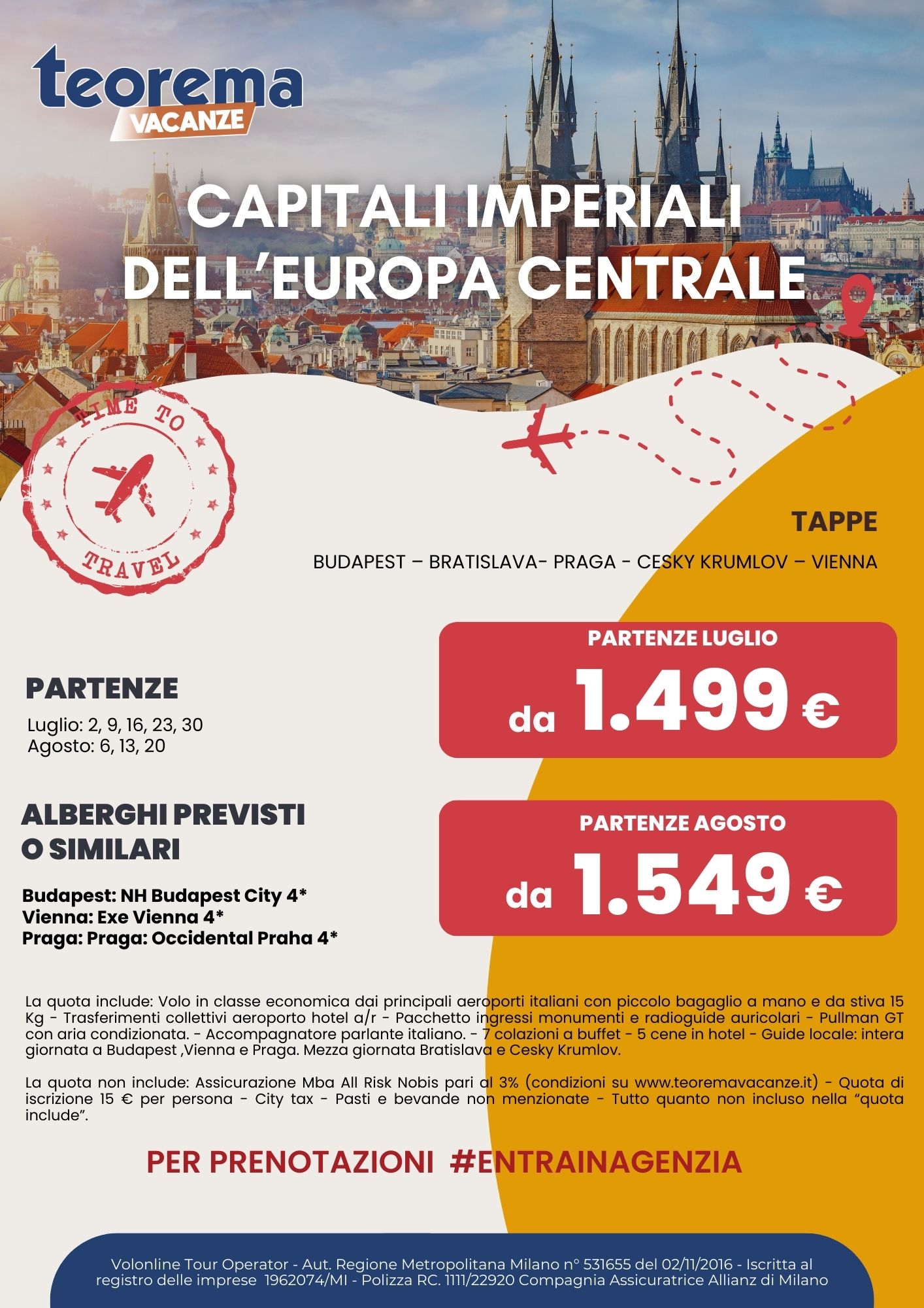 TOUR CAPITALI IMPERIALI DELL'EUROPA CENTRALE 2025