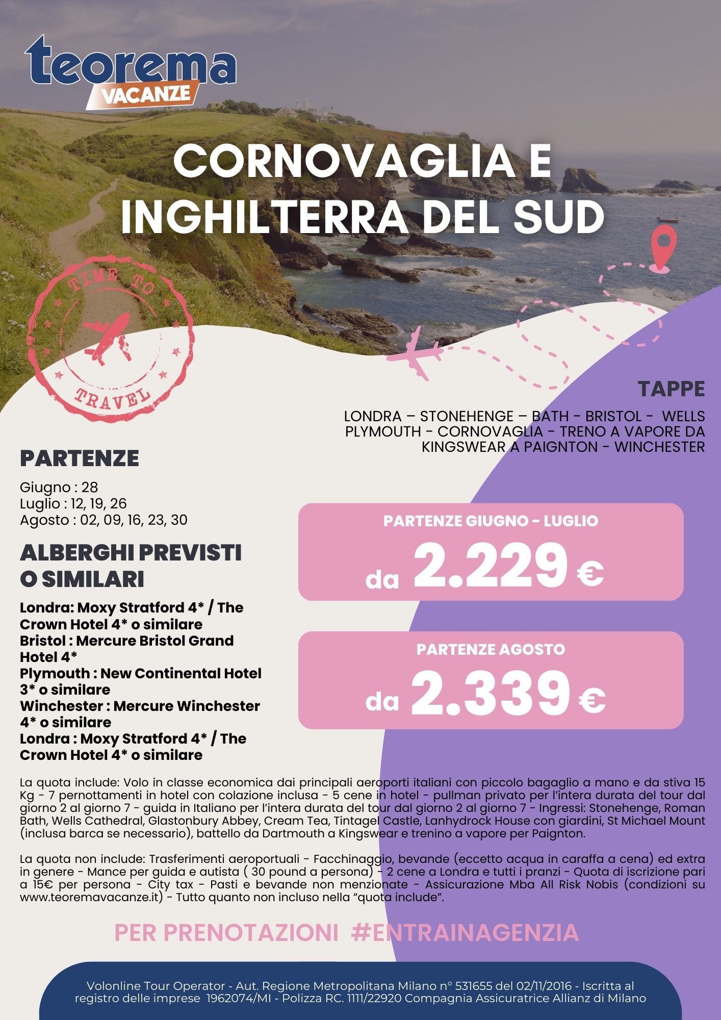 TOUR CORNOVAGLIA E INGHILTERRA DEL SUD 2025