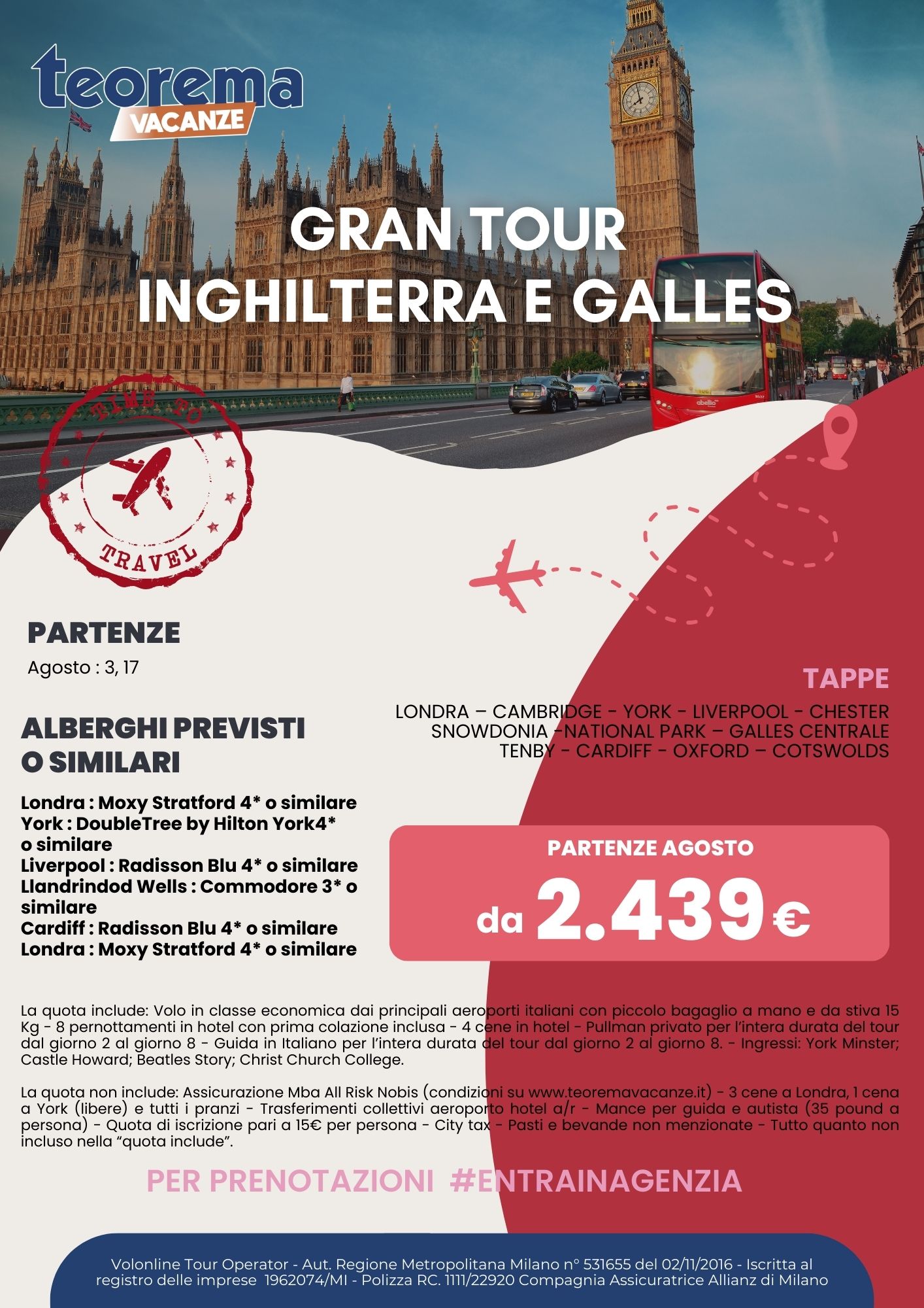 GRAN TOUR INGHILTERRA E GALLES