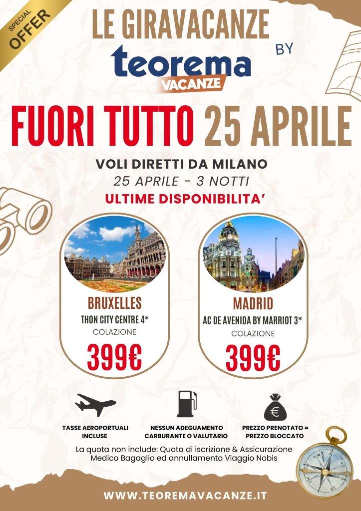 FUORI TUTTO - CITY BREAK da Milano - 25 Aprile