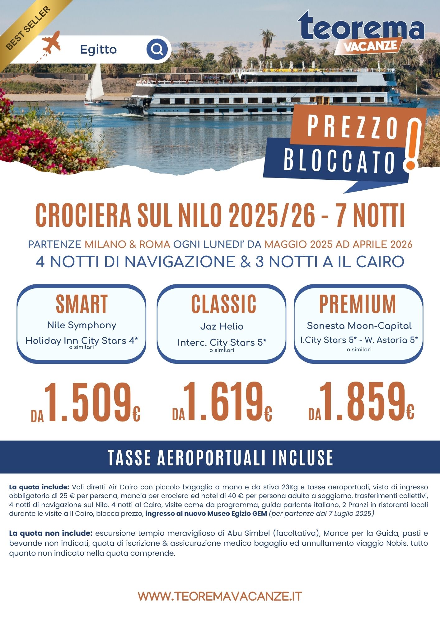 SPECIALE NOVITÀ - CROCIERA SUL NILO - Da Milano & Roma