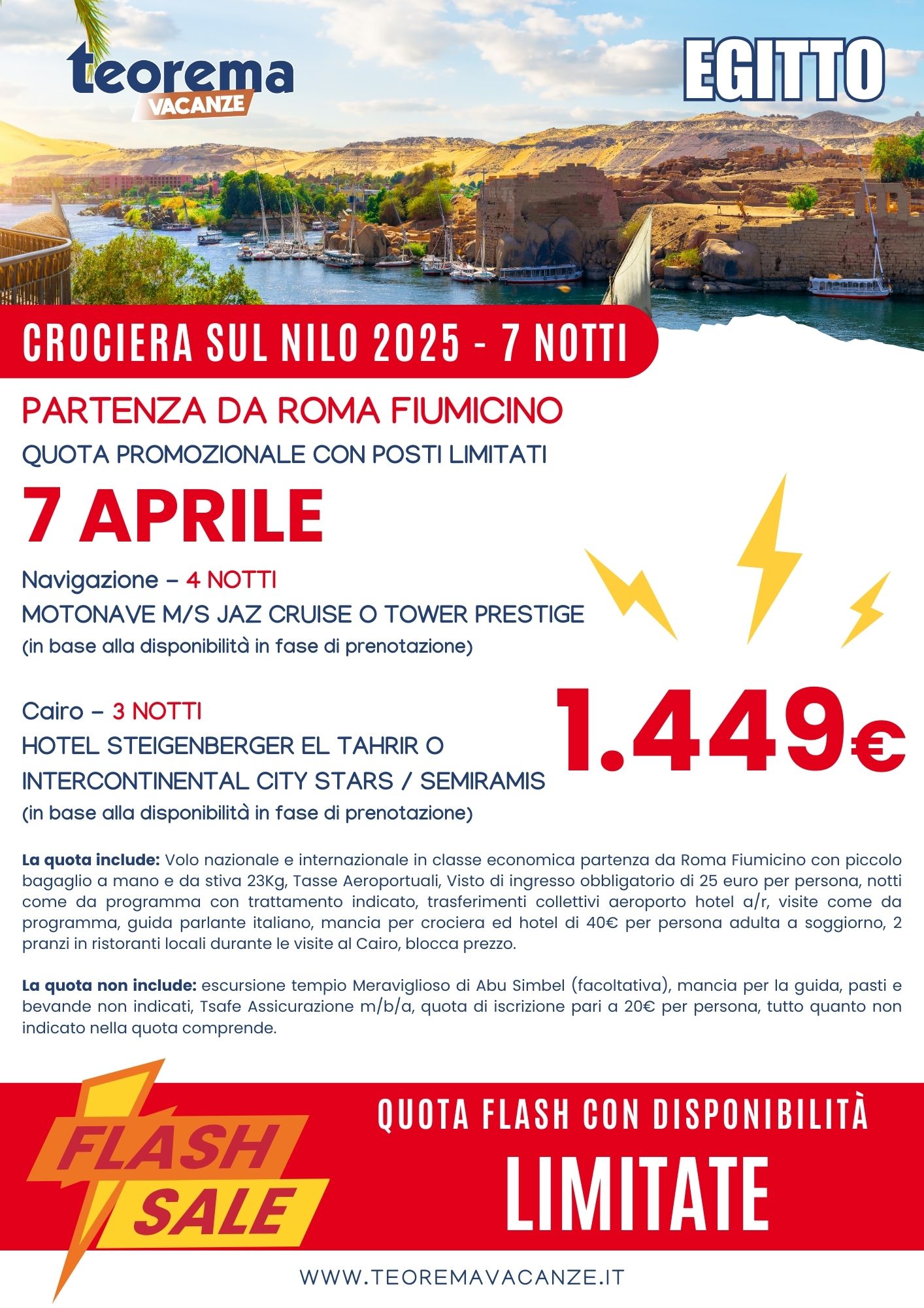 PROMO FLASH NILO E CAIRO 7 APRILE DA ROMA