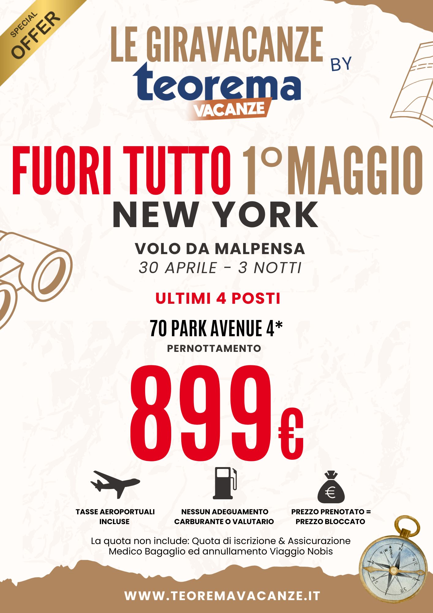 FUORI TUTTO - NEW YORK da Milano - 1° Maggio