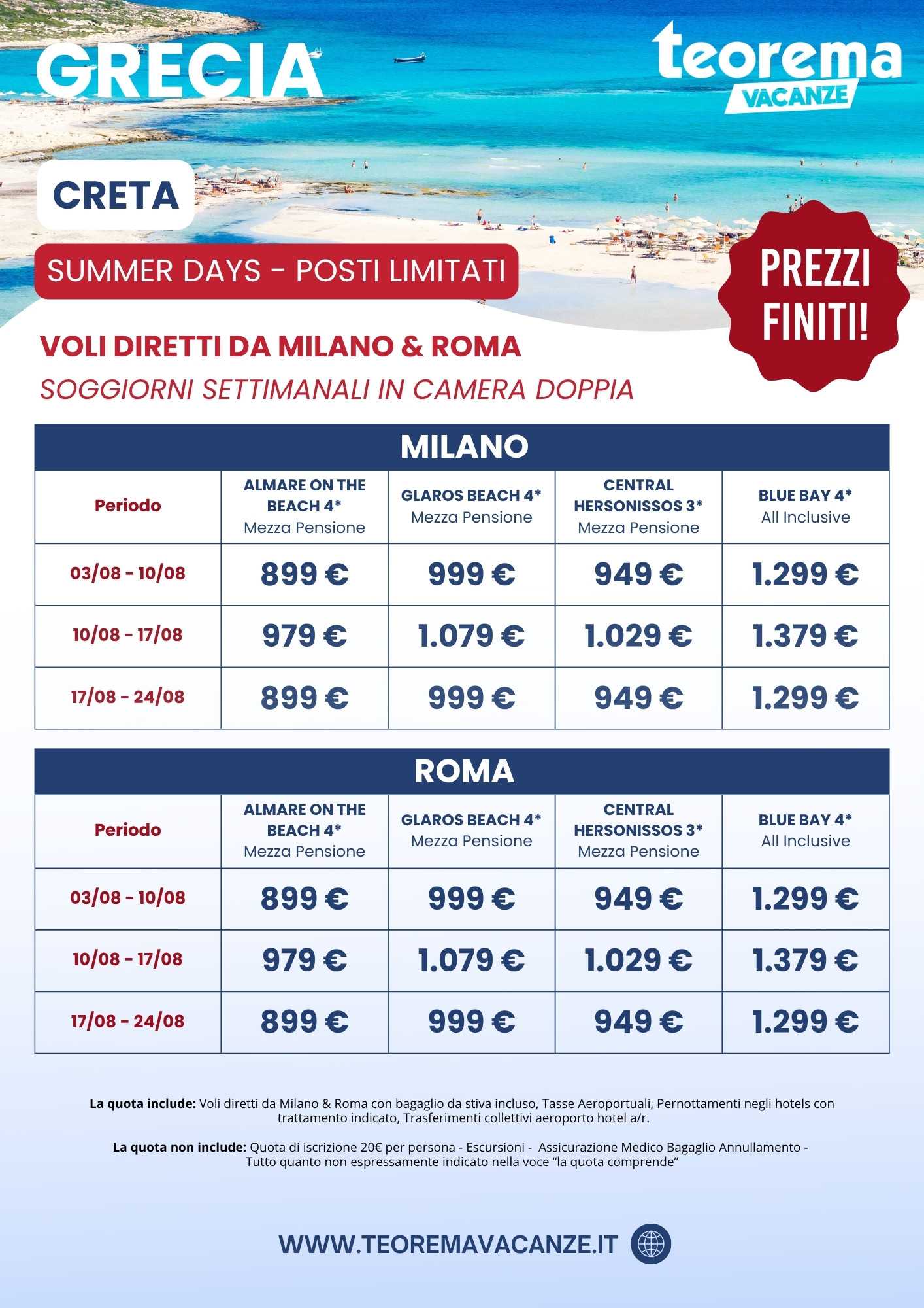 SUMMER DAYS - CRETA - Da Milano & Roma