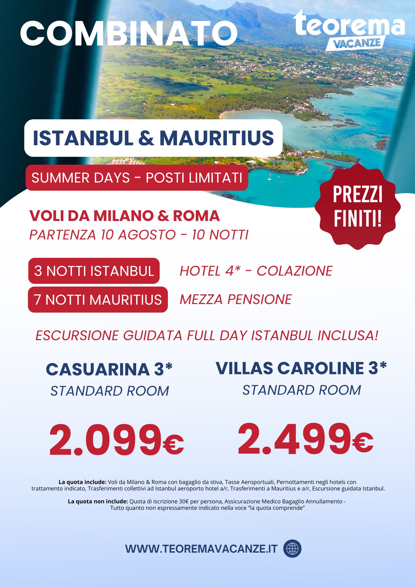 SUMMER DAYS -  COMBO ISTANBUL & MAURITIUS - Da Milano & Roma