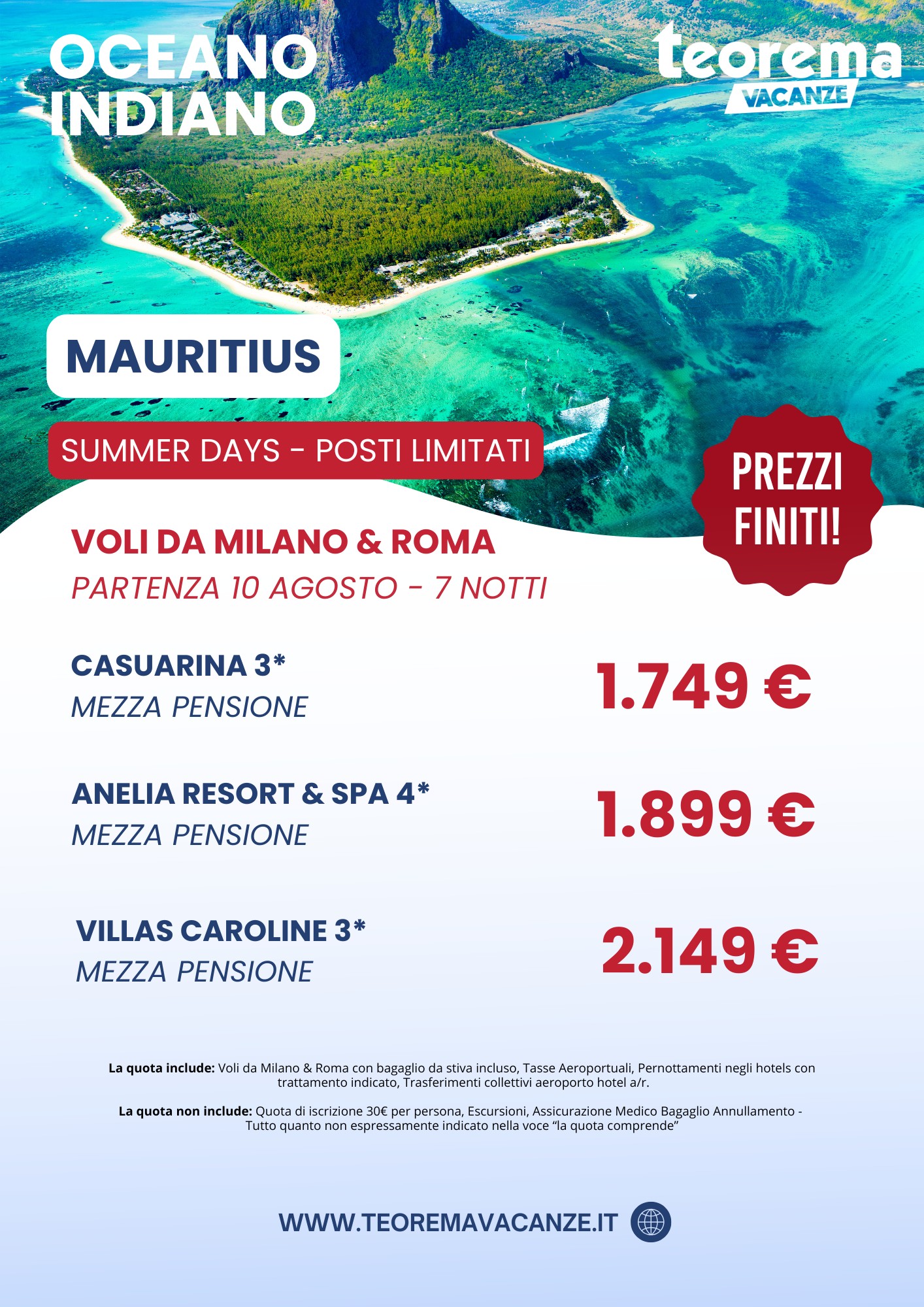 SUMMER DAYS - MAURITIUS  - Da Milano & Roma