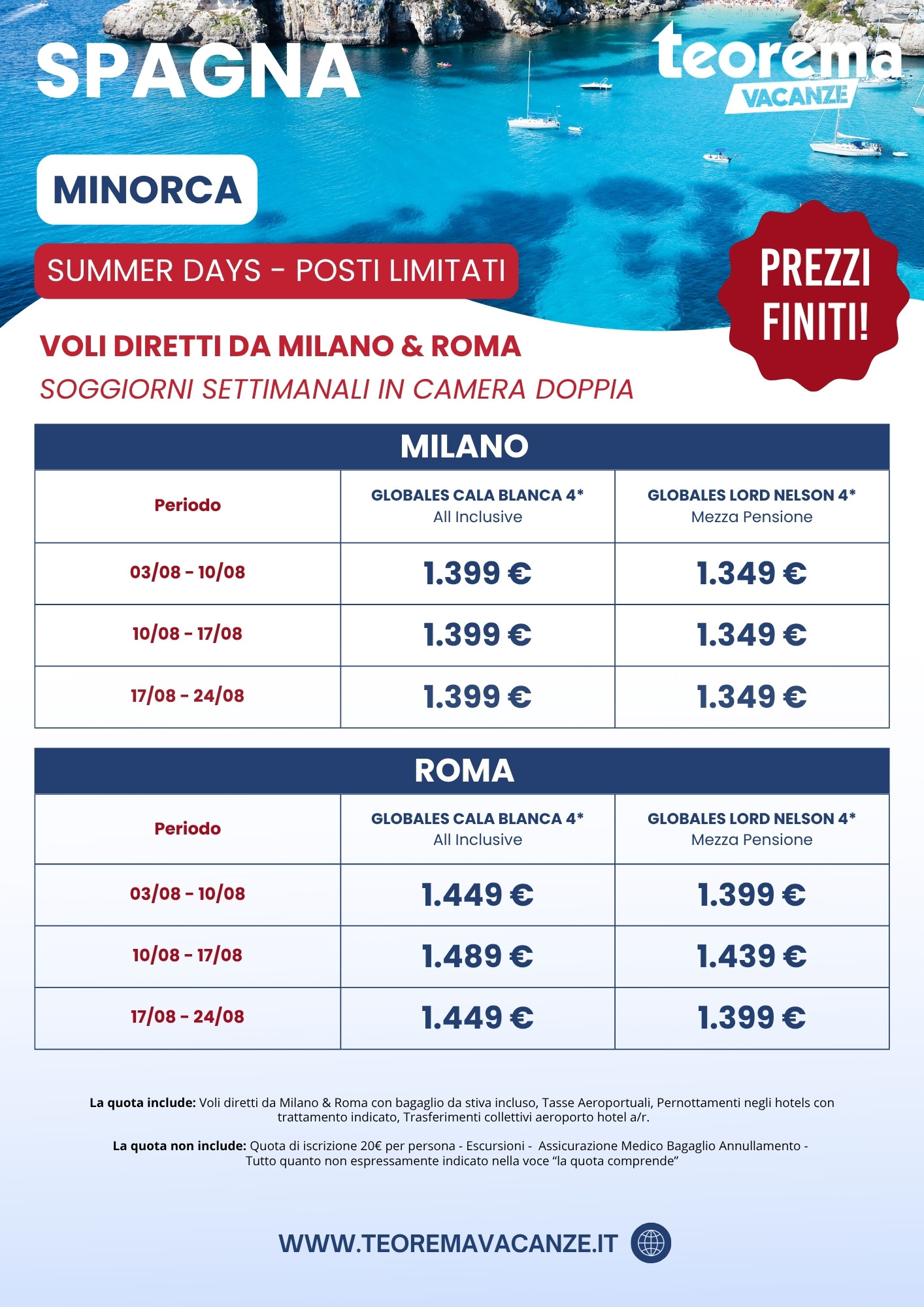 SUMMER DAYS - MINORCA - Da Milano & Roma