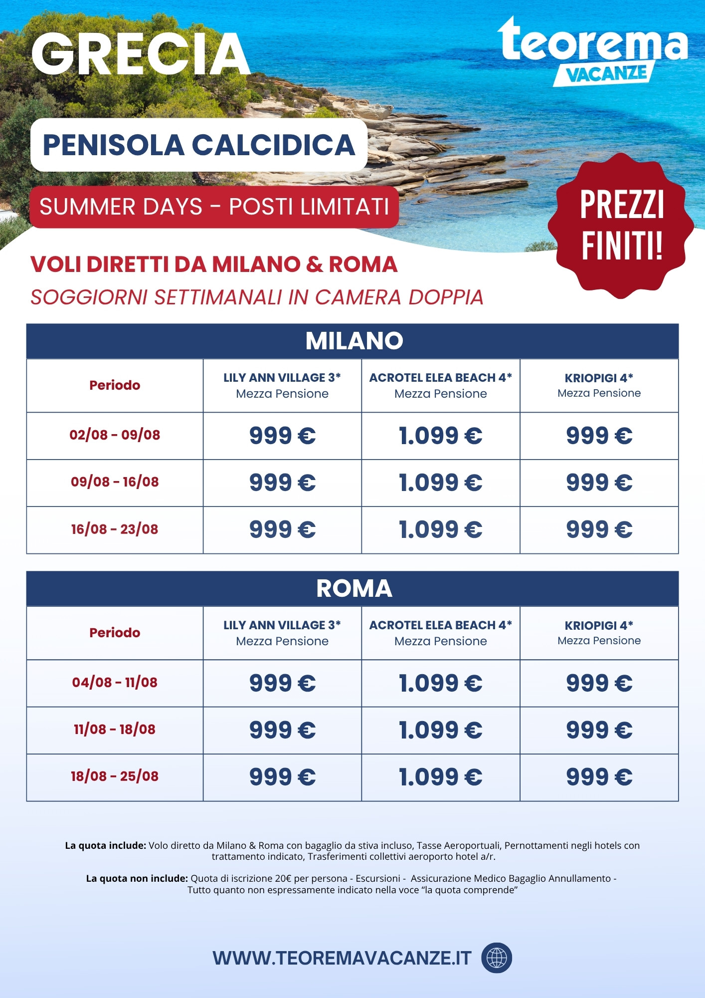 SUMMER DAYS - PENISOLA CALCIDICA - Da Milano & Roma
