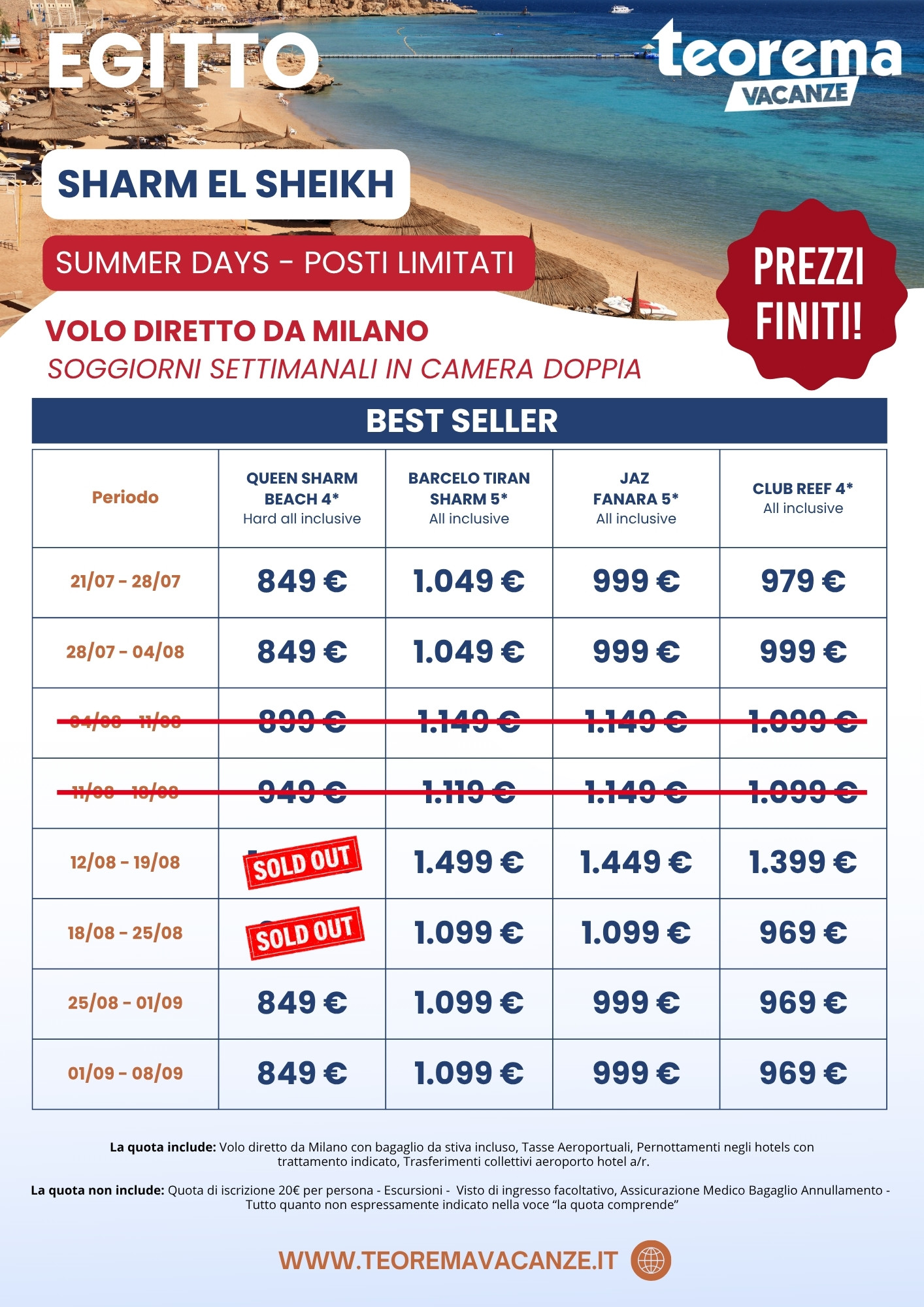 SUMMER DAYS - SHARM EL SHEIKH - Da Milano