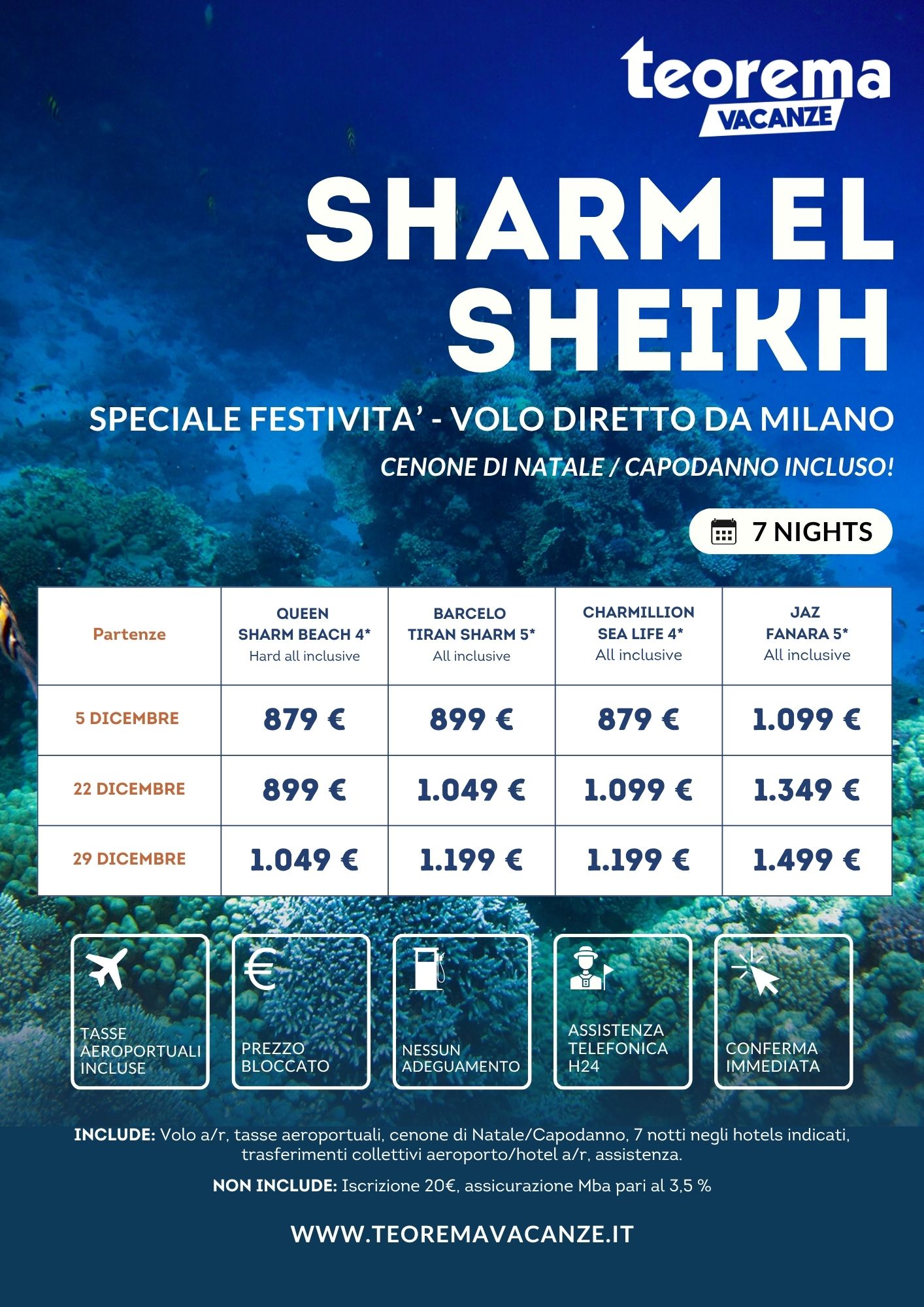 SPECIALE FESTIVITÀ - SHARM EL SHEIKH - Da Milano