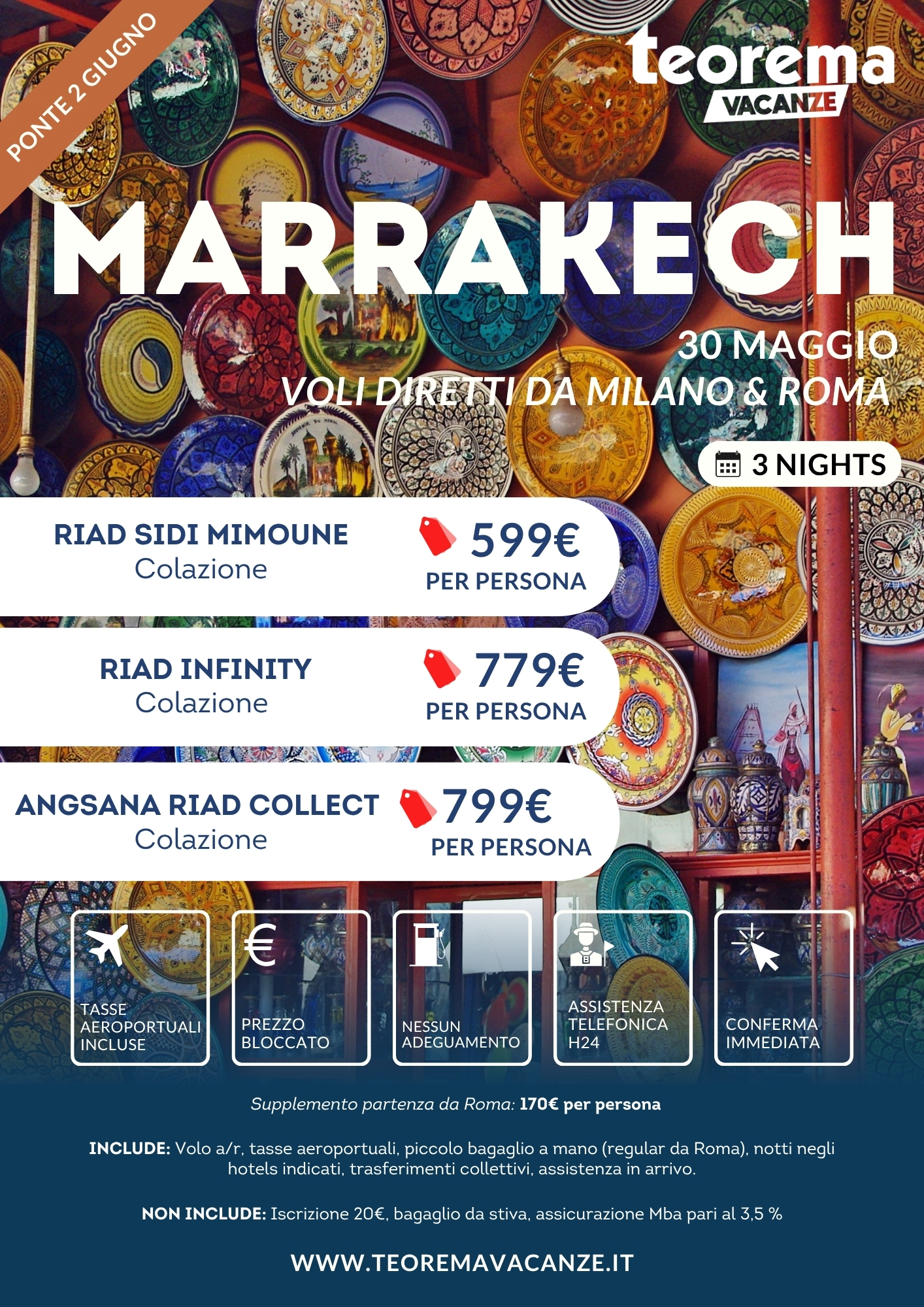 SPECIALE PONTE 2 GIUGNO - MARRAKECH DA MILANO & ROMA