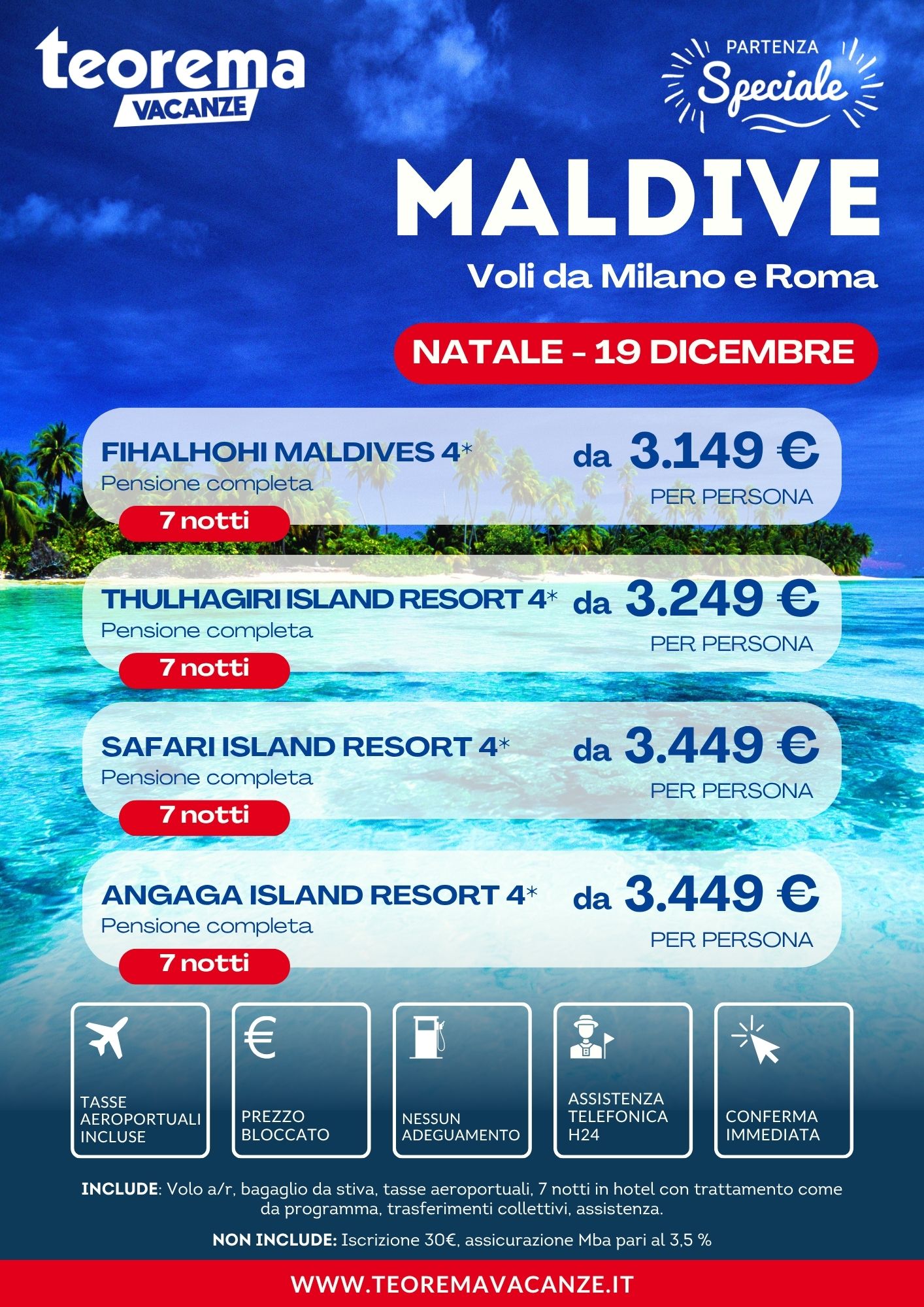 NATALE MALDIVE - DA MILANO E ROMA - WINTER 2027
