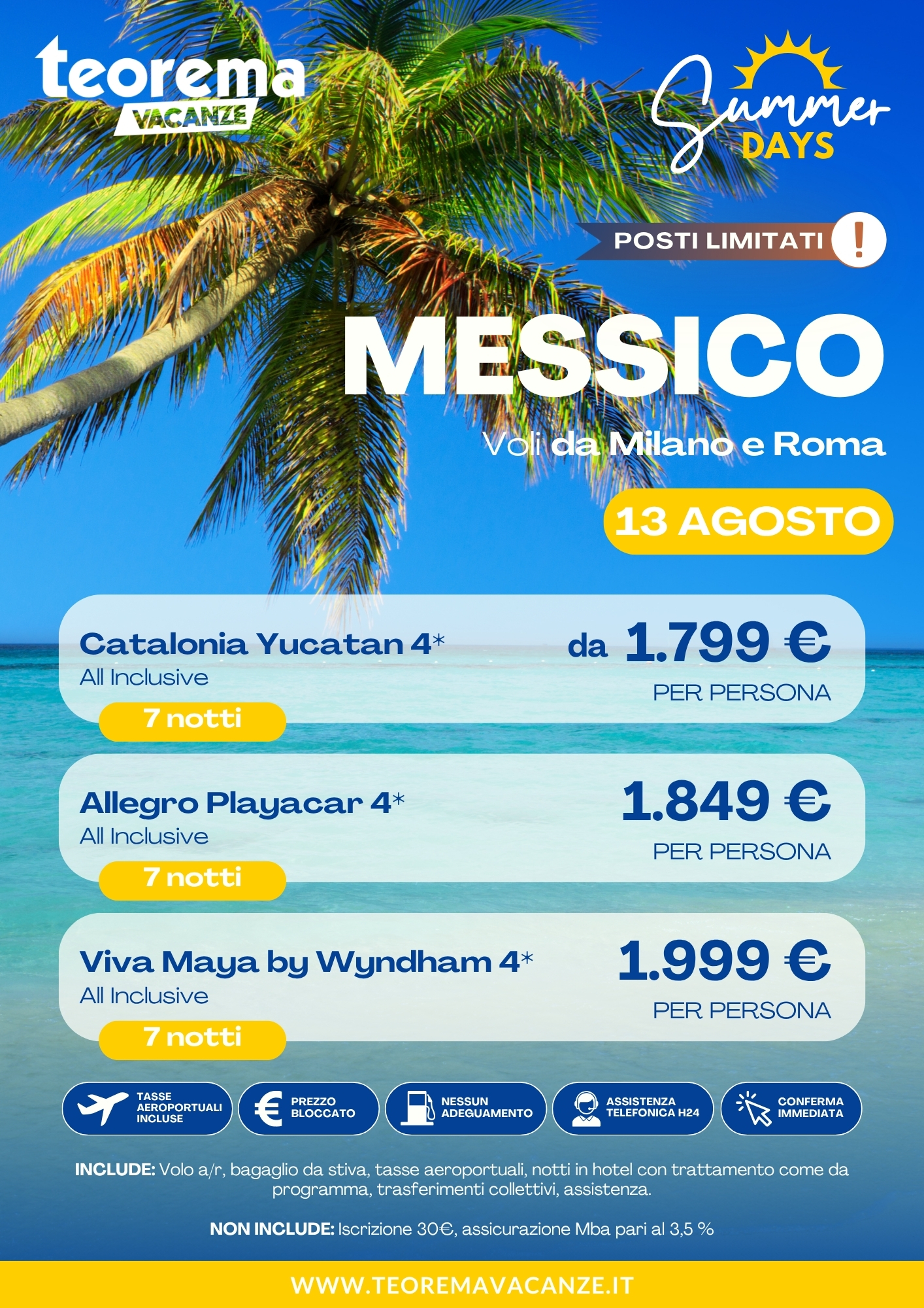 SUMMER DAYS 26 - MESSICO - DA MILANO E ROMA