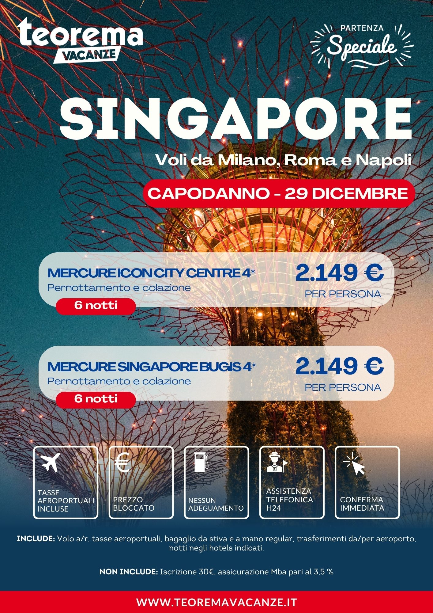 CAPODANNO SINGAPORE - DA MILANO, ROMA & NAPOLI - WINTER 2027