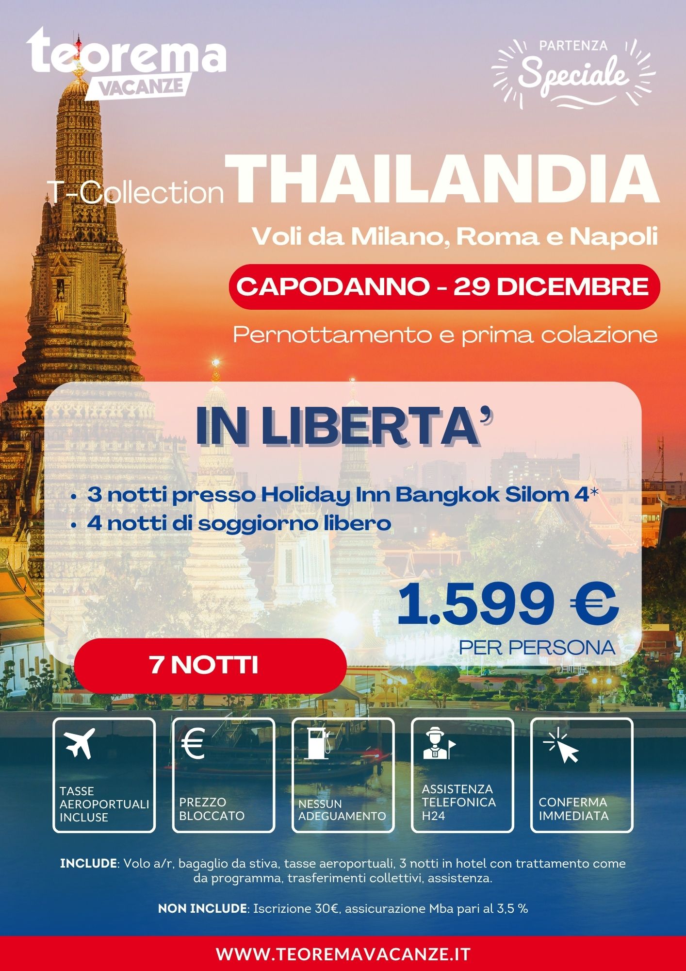 CAPODANNO THAILANDIA IN LIBERTÀ - DA MILANO, ROMA & NAPOLI - WINTER 2027