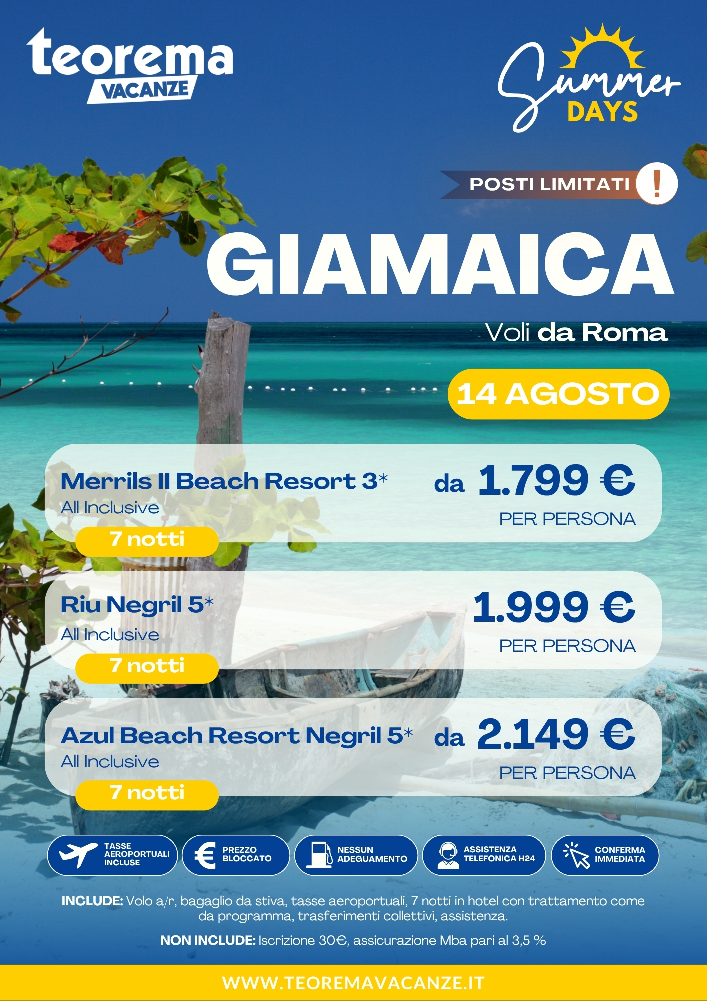 SUMMER DAYS 26 - GIAMAICA - DA ROMA