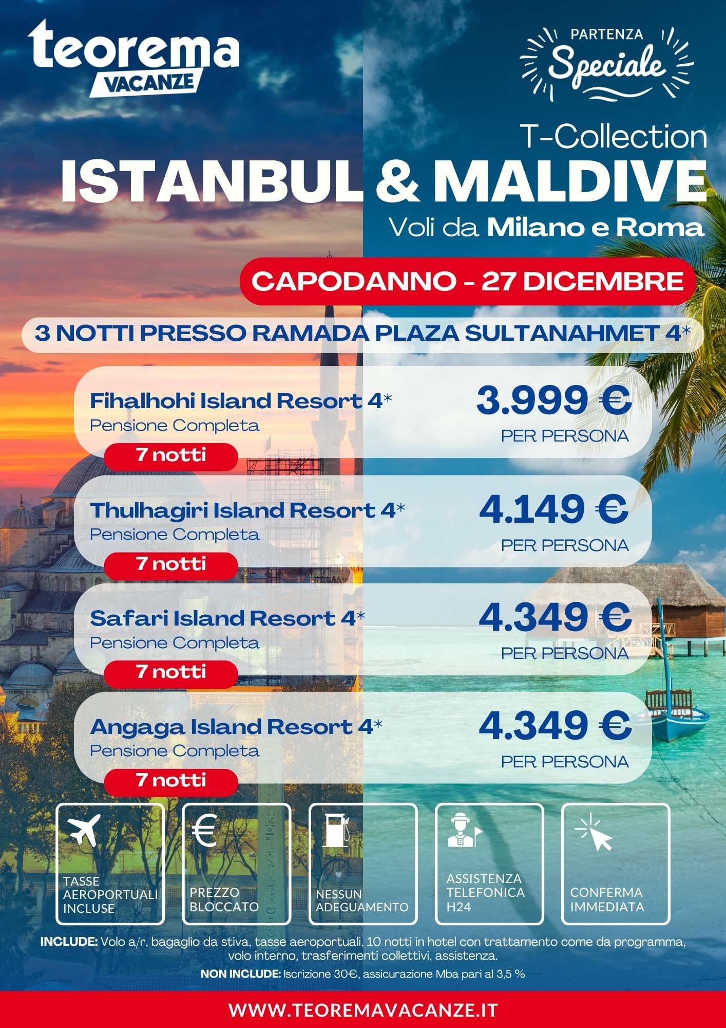 CAPODANNO ISTANBUL & MALDIVE - DA MILANO E ROMA - WINTER 2027