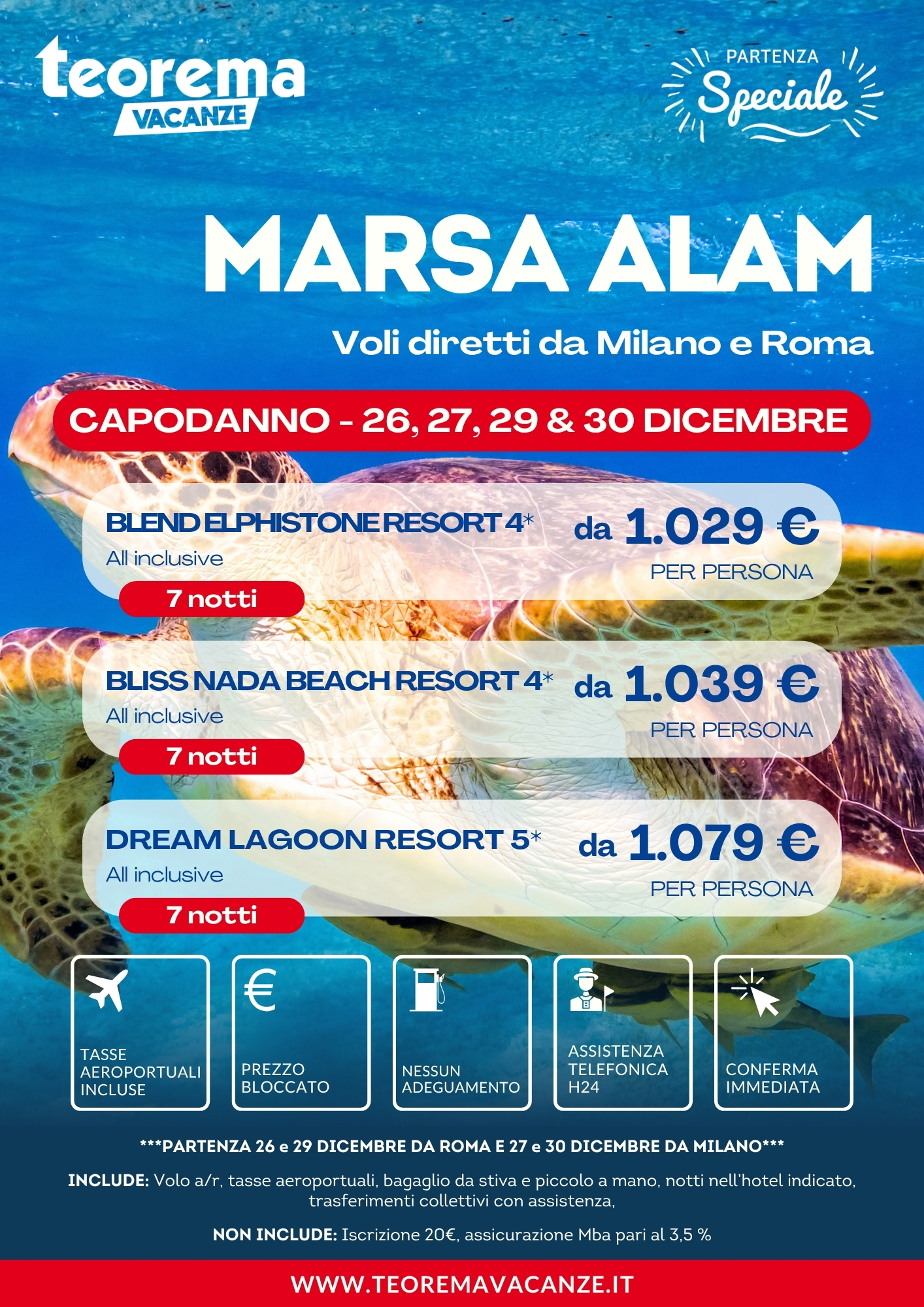 CAPODANNO MARSA ALAM - DA MILANO E ROMA - WINTER 2027