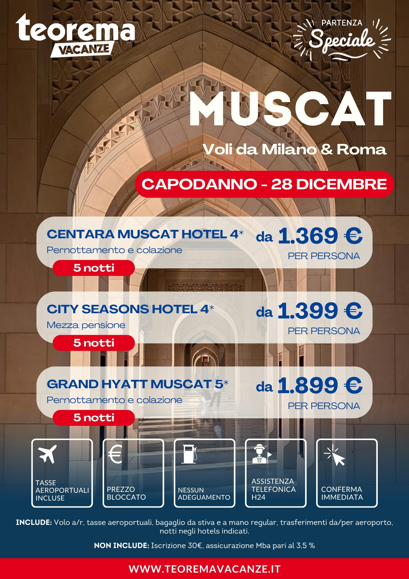 CAPODANNO MUSCAT - DA MILANO E ROMA - WINTER 2027
