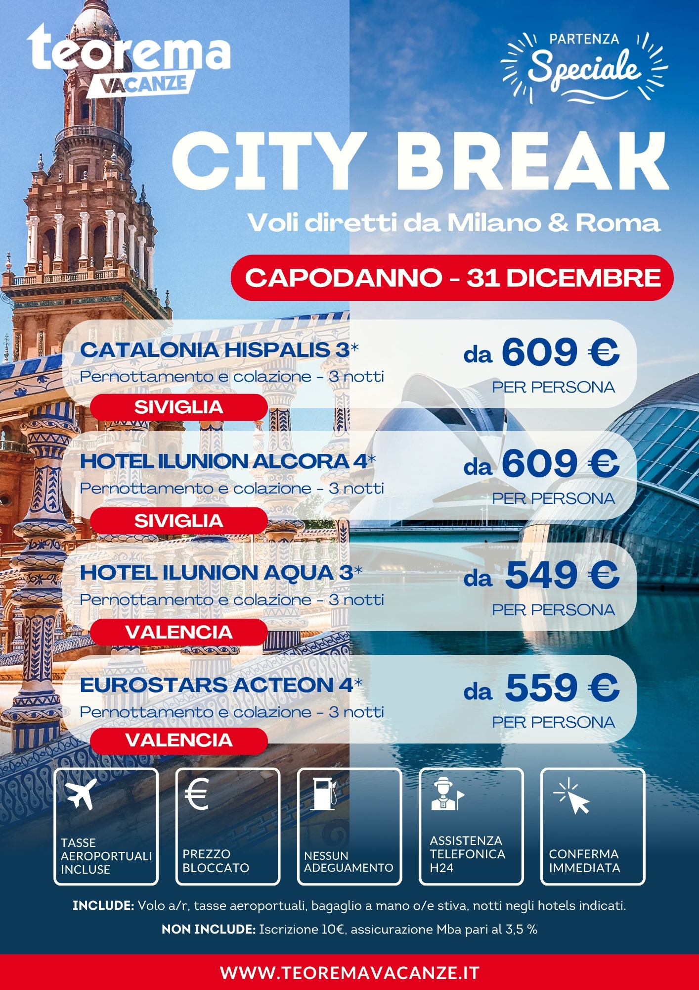 CAPODANNO SIVIGLIA E VALENCIA - DA MILANO E ROMA - WINTER 2027
