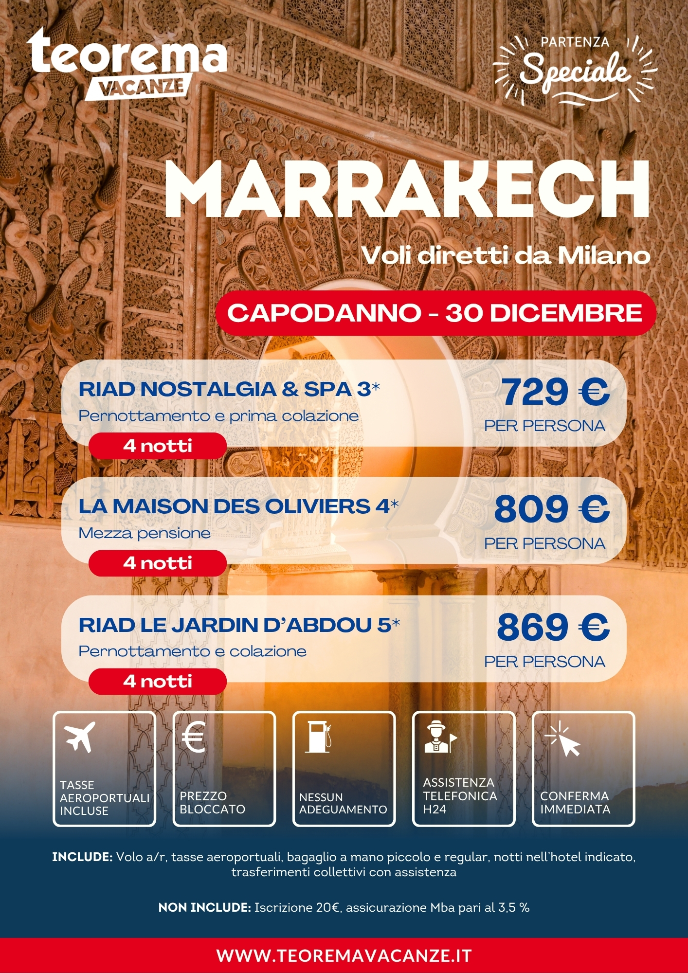 CAPODANNO MARRAKECH - DA MILANO - WINTER 2027