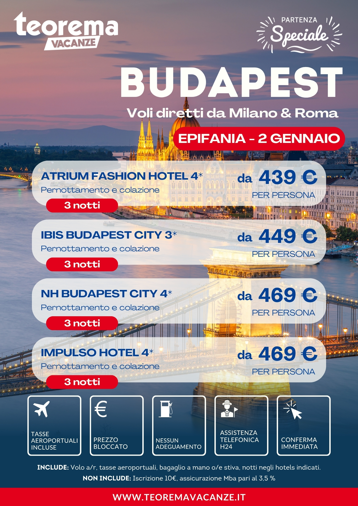 EPIFANIA BUDAPEST - DA MILANO E ROMA - WINTER 2027