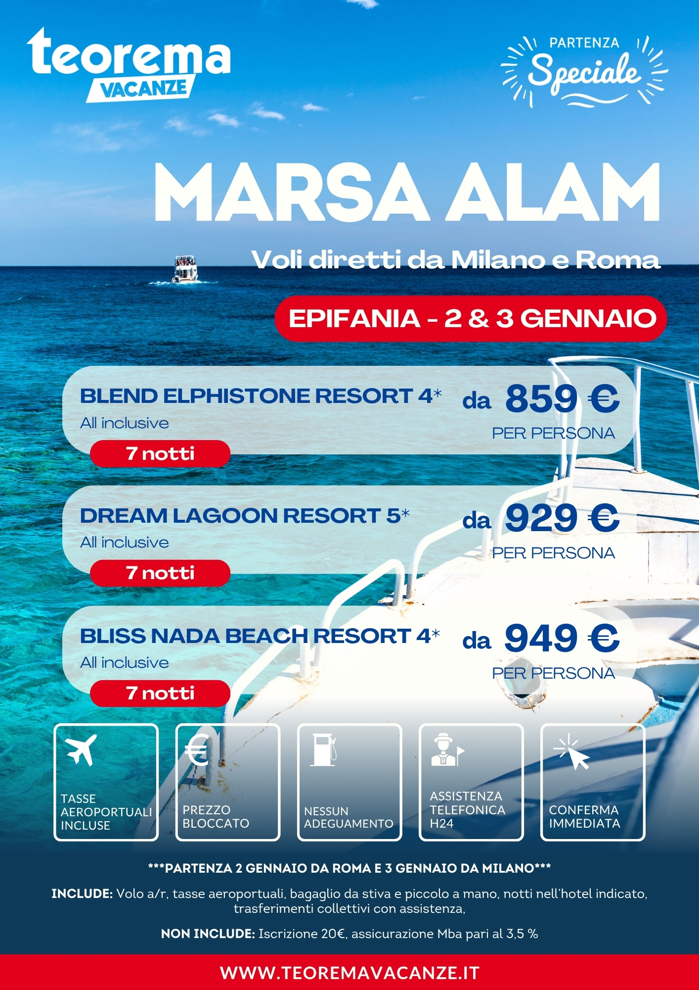 EPIFANIA MARSA ALAM - DA MILANO E ROMA - WINTER 2027