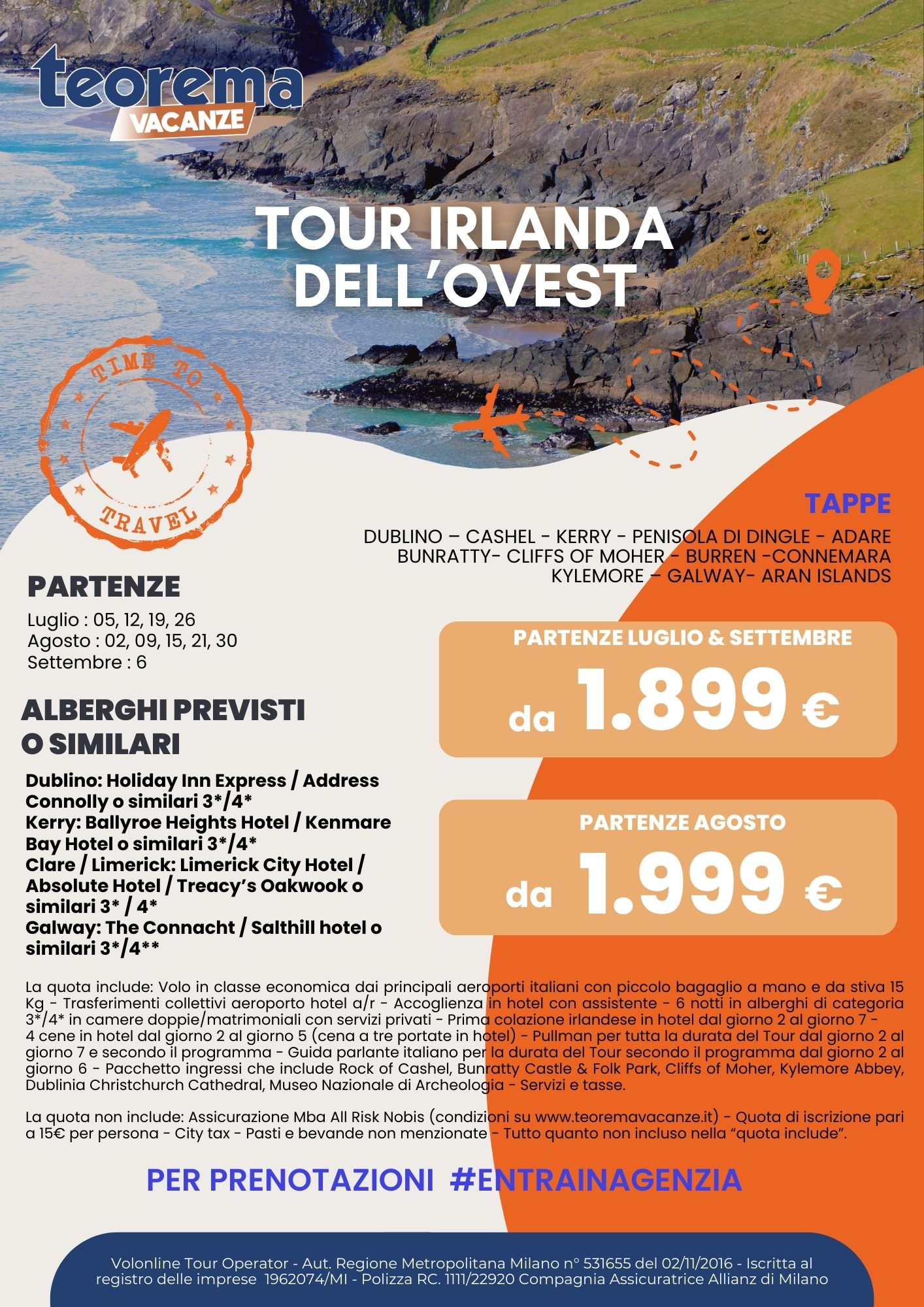 TOUR IRLANDA DELL'OVEST 2025 - 7 notti