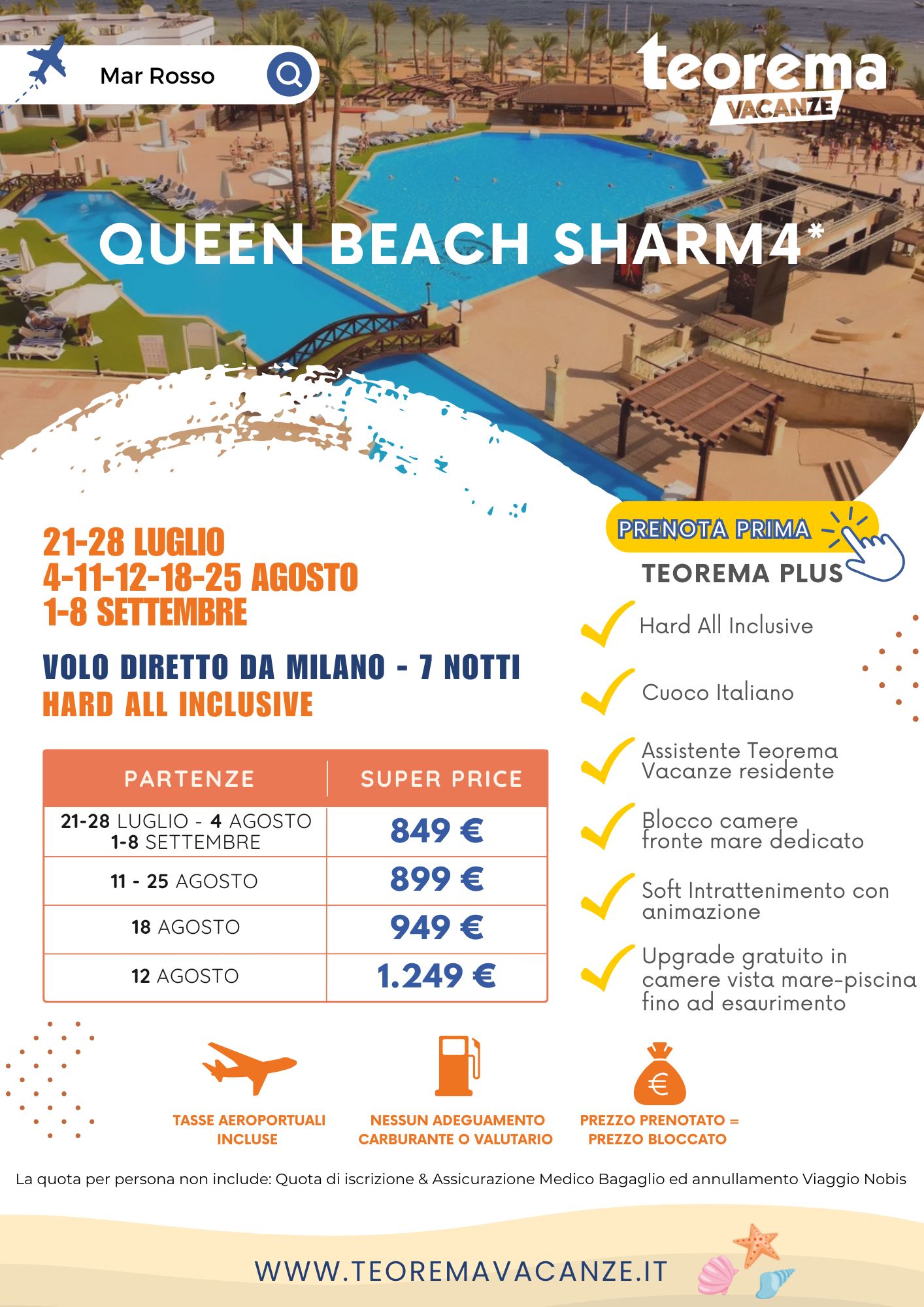MAR ROSSO - Queen Beach Sharm - Da Milano