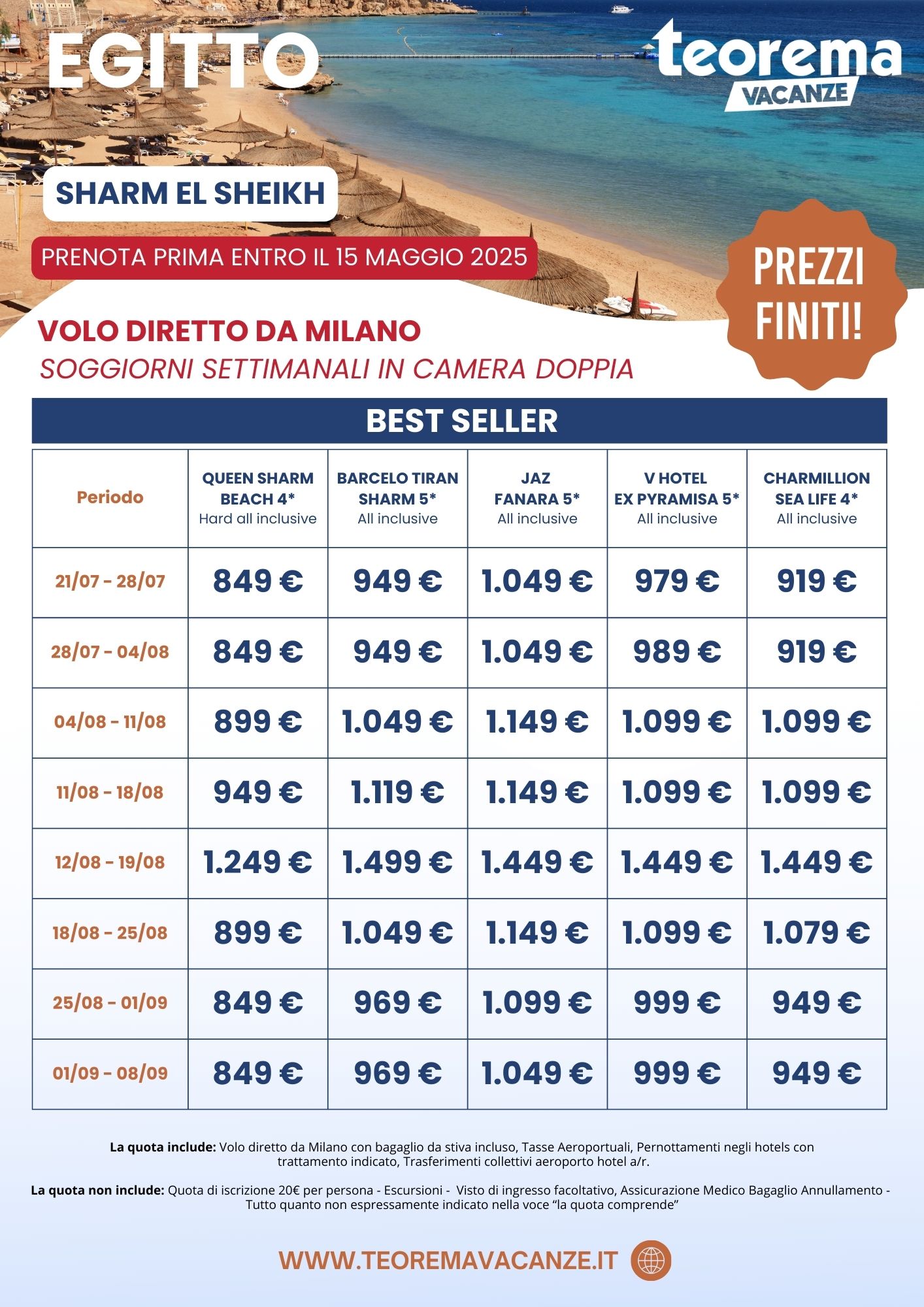 A TUTTO SHARM DA MILANO - PREZZI FINITI!