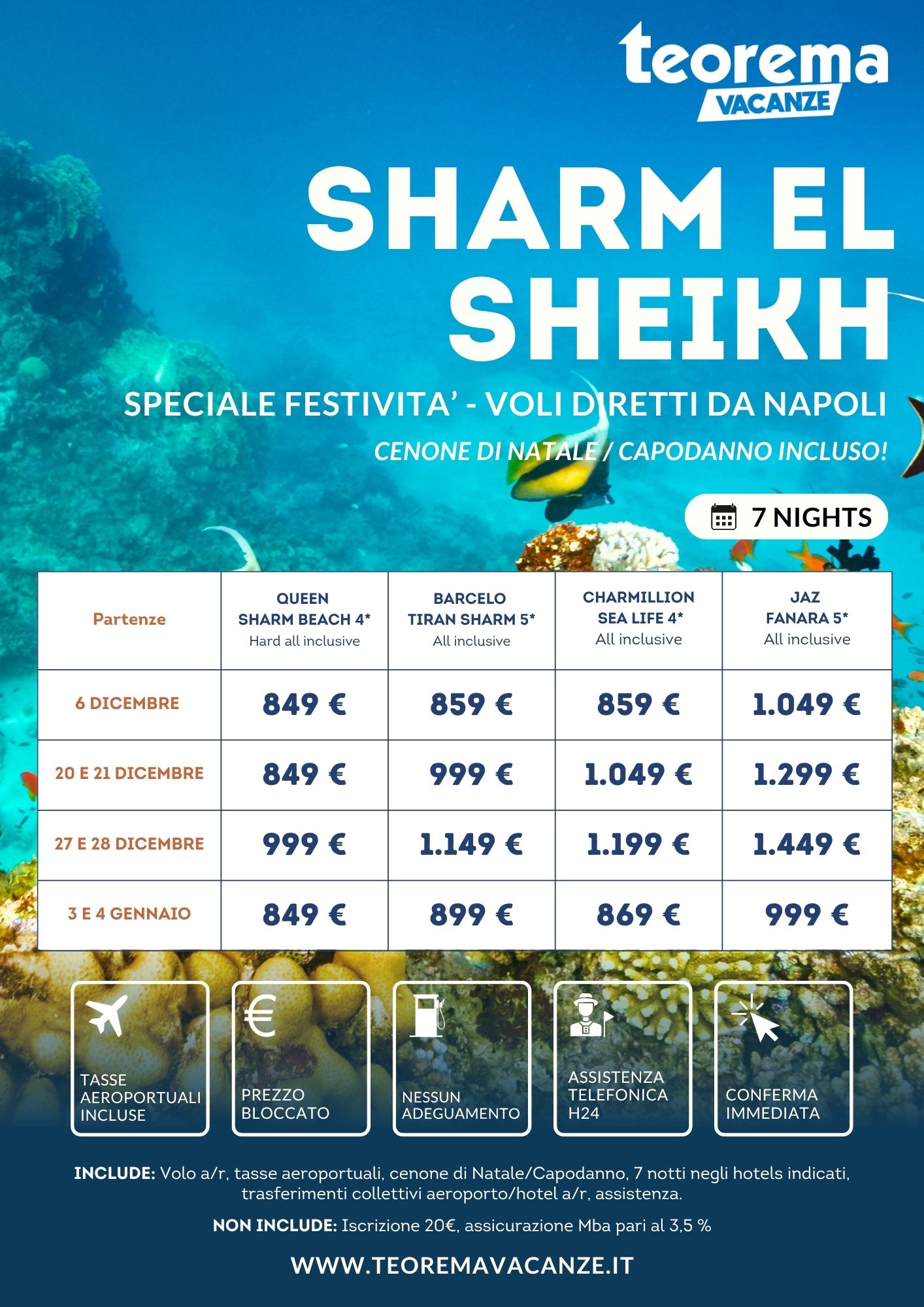 SPECIALE FESTIVITÀ - SHARM EL SHEIKH - Da Napoli