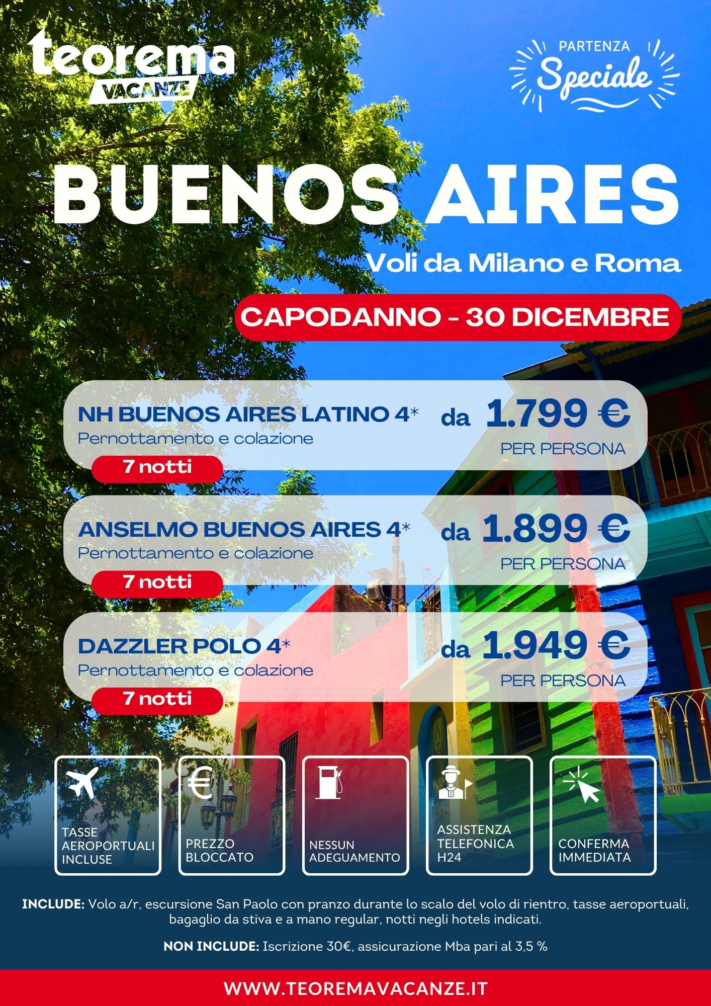 CAPODANNO BUENOS AIRES - DA MILANO E ROMA - WINTER 2027