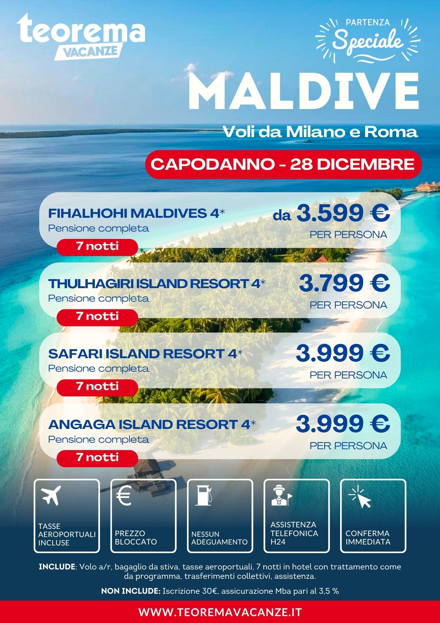 CAPODANNO MALDIVE - DA MILANO E ROMA - WINTER 2027