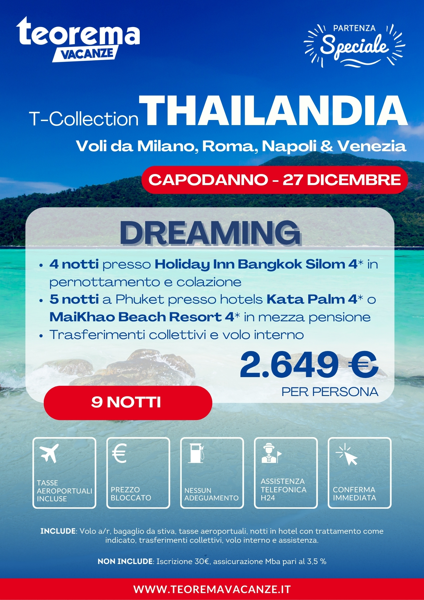 CAPODANNO THAILANDIA DREAMING - DA MILANO, ROMA, NAPOLI E VENEZIA - WINTER 2027